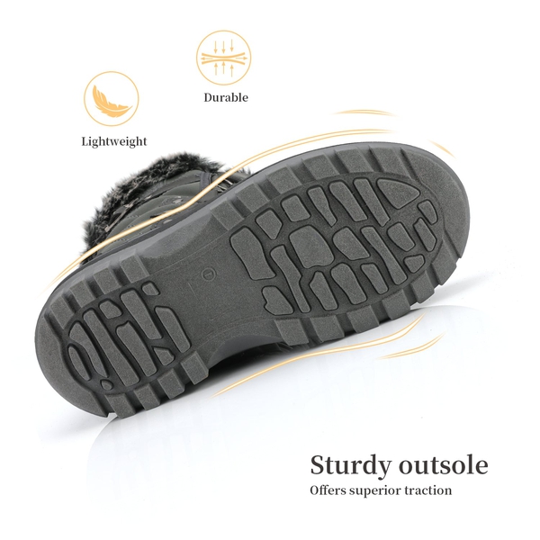 Kids Waterproof Snow Boots - BLACK GREY - 3