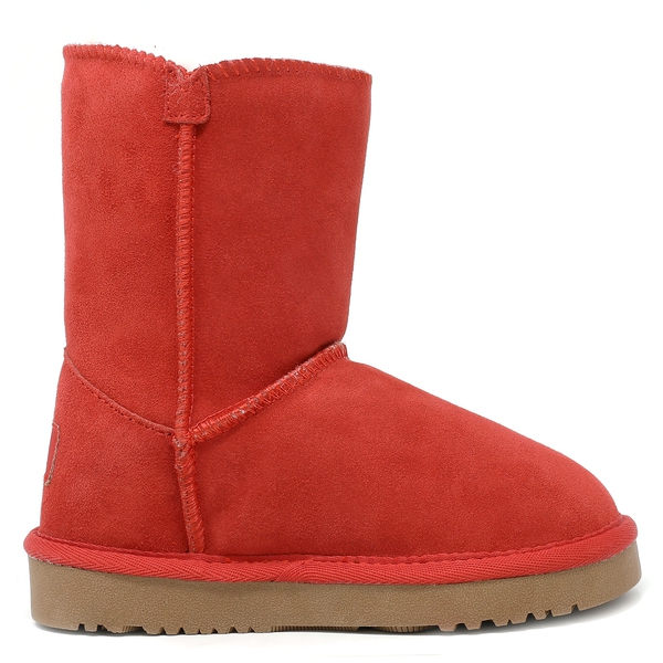 [FuzzyChic Kid's Lolly] Sheepskin Fur Kids Boots - RED - 2
