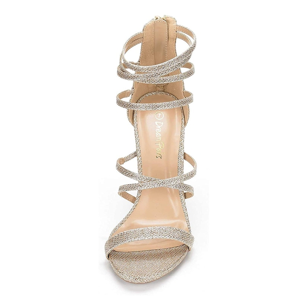 High Heel Strappy Pump Sandals - GOLD GLITTER - 4