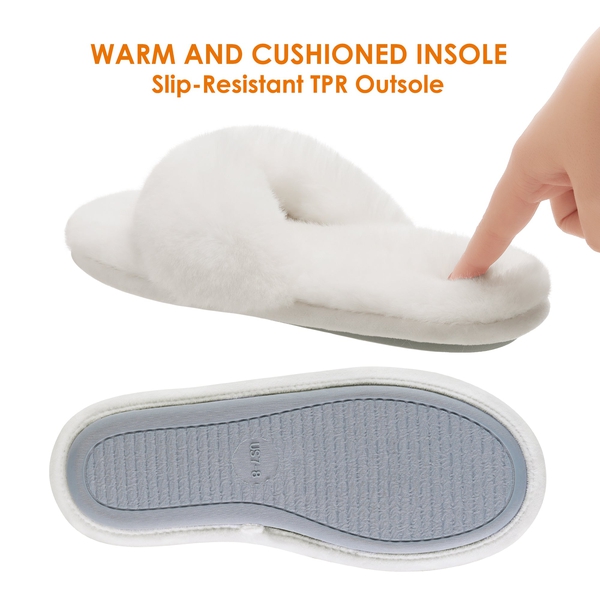 Fluffy Flip Flop House Slippers - CREAM - 3