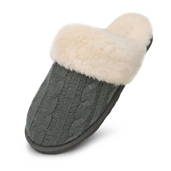 Winter Knitted House Slippers - GREY - 5