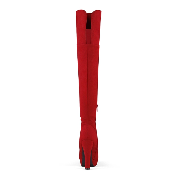 Thigh High Chunky Platform Boots - RED - 6