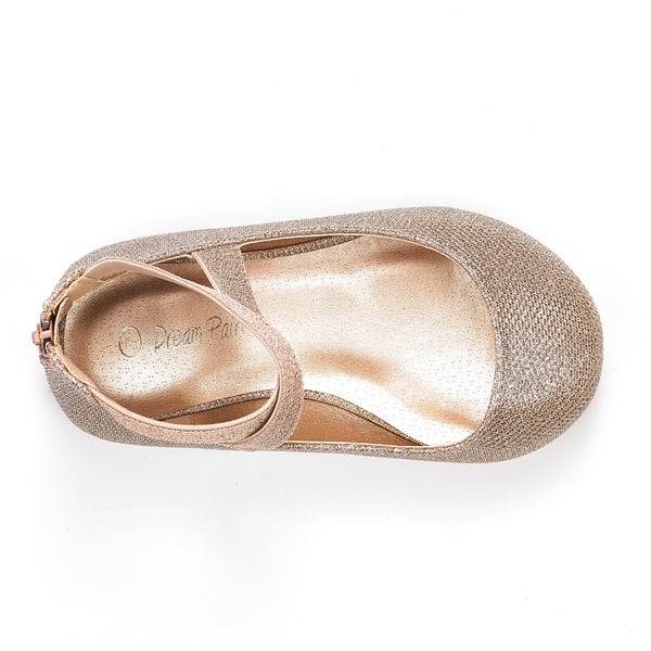 Elastic Closed Toe Flats with Ankle Strap - GOLD GLITTER - 2