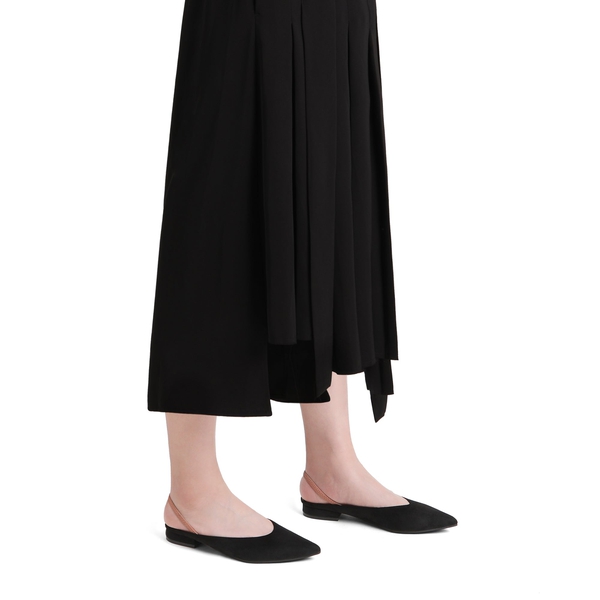 Pointed Toe Slingback Flats - BLACK SUEDE - 1