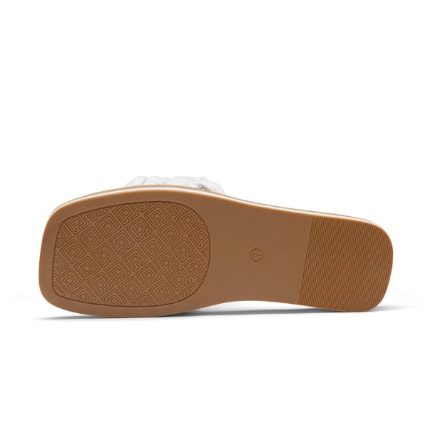 Open Toe Slide Flat Sandals - WHITE WEAVE - 4