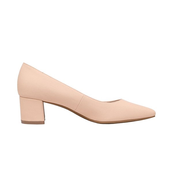 Closed Toe Block Heel Pumps - APRICOT NUBUCK PU - 2