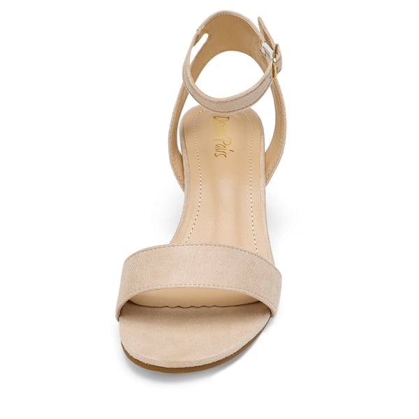 Chunky Block Heel Sandals - NUDE SUEDE - 2