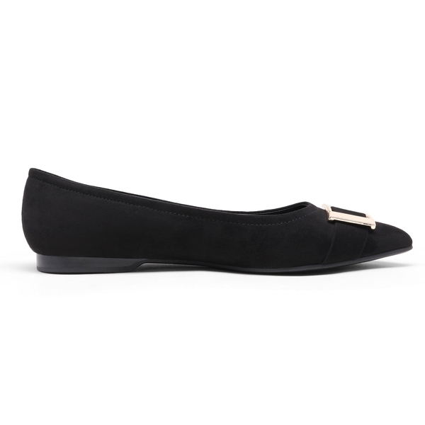 Comfortable Pointed Toe Slip-On Ballet Flats - BLACK SUEDE - 2