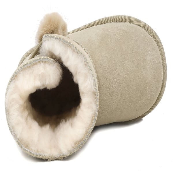 [FuzzyChic Kid's Lolly] Sheepskin Fur Kids Boots - SAND - 3