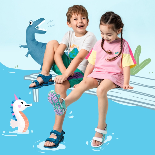 Boys & Girls Open-Toe Sport Sandals - BLUE PURPLE HIPPOCAMPUS - 1