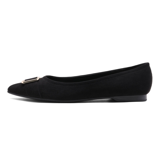 Comfortable Pointed Toe Slip-On Ballet Flats - BLACK SUEDE - 4