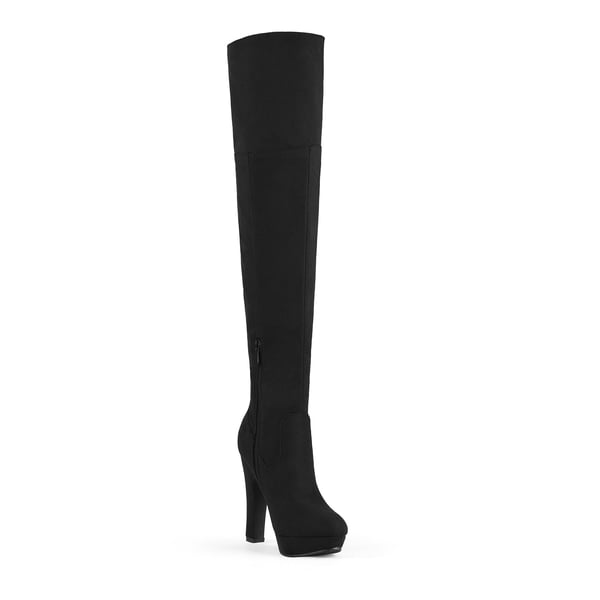 Thigh High Chunky Platform Boots - BLACK - 5