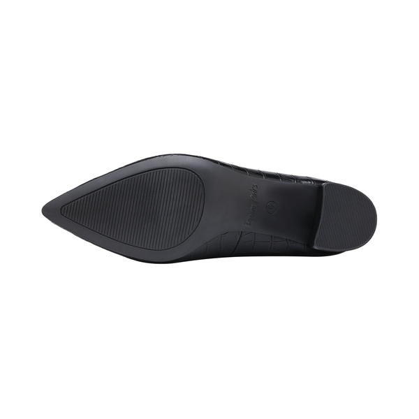 Closed Toe Block Heel Pumps - BLACK STONE PU - 4