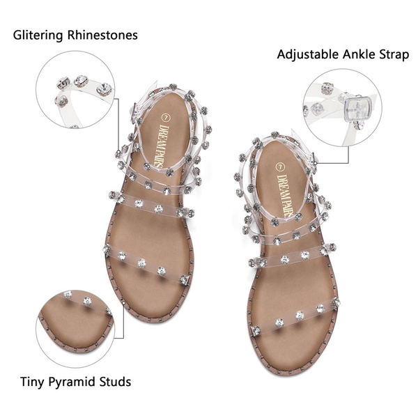 Clear Flat Gladiator Sandals - TRANSPARENT TPU - 4