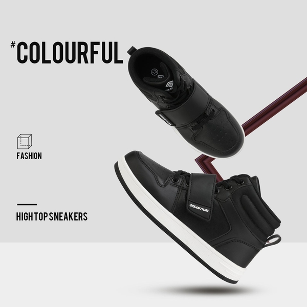 [LilLegends Skyhigh] Dream Pairs Kids High Top Sneakers - BLACK - 1