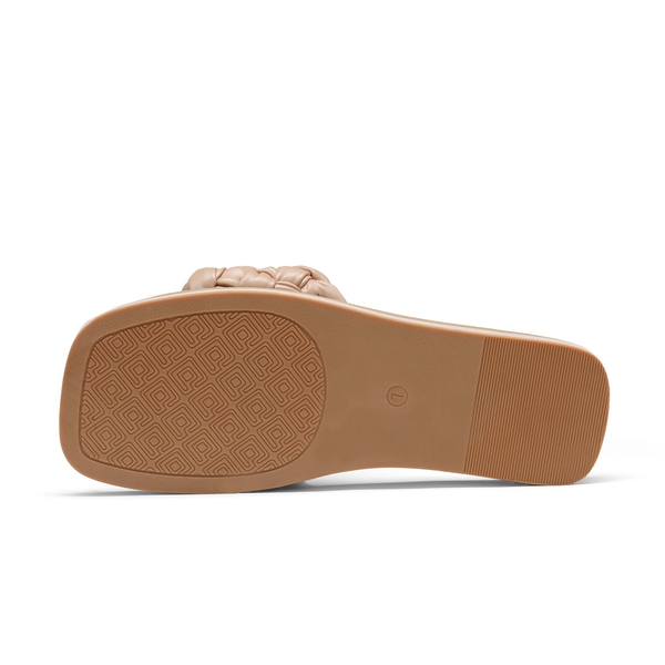 Open Toe Slide Flat Sandals - NUDE WEAVE - 4