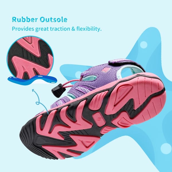Boys Girls Quick-Dry Athletic Sandals - LAVENDER BABY BLUE FUCHSIA - 5