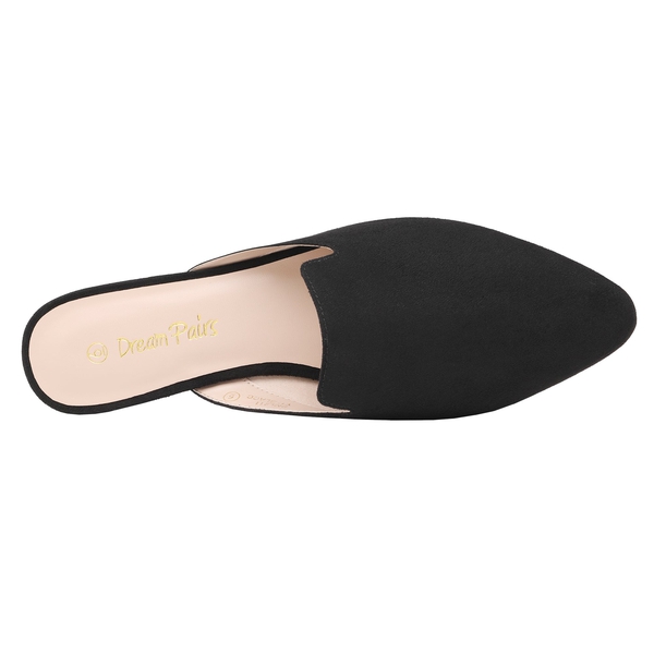 Pointed Toe Flat Mules - BLACK SUEDE - 3
