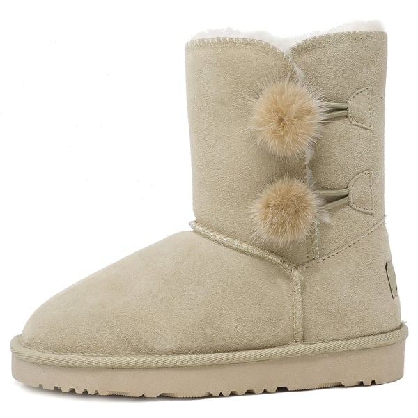 [FuzzyChic Kid's Lolly] Sheepskin Fur Kids Boots - SAND - 1