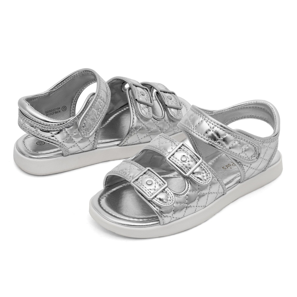 Girls Buckle Strap Sandals - SILVER - 5