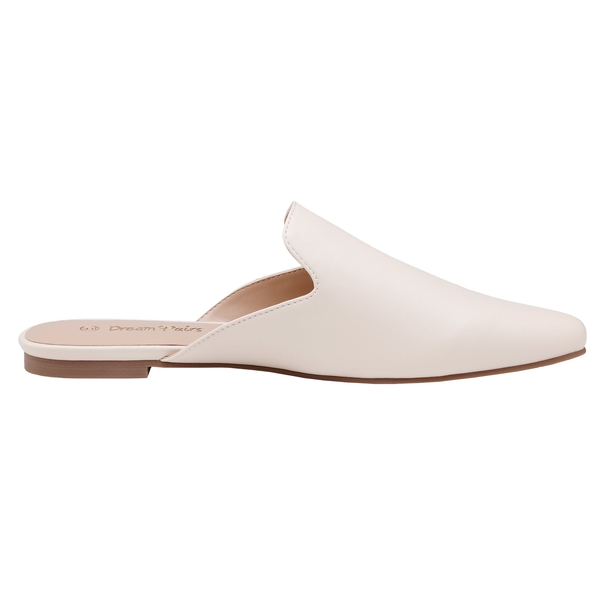 Pointed Toe Flat Mules - WHITE PU - 2