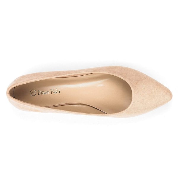 Pointed Toe Ballet Slip On Flats - NUDE SUEDE - 2