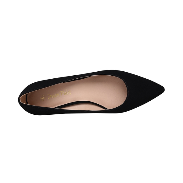 Closed Toe Block Heel Pumps - BLACK NUBUCK PU - 3