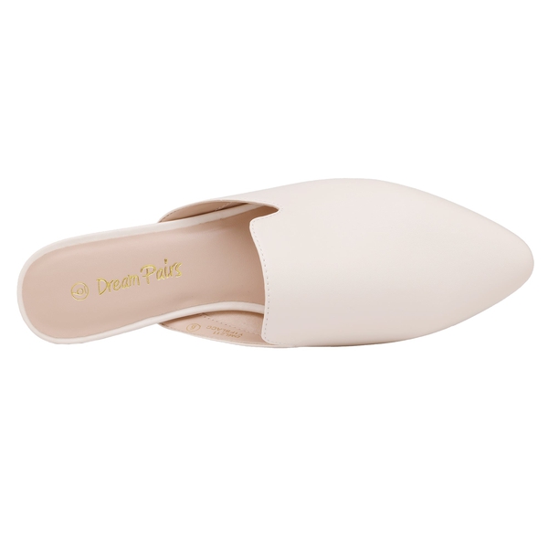 Pointed Toe Flat Mules - WHITE PU - 3