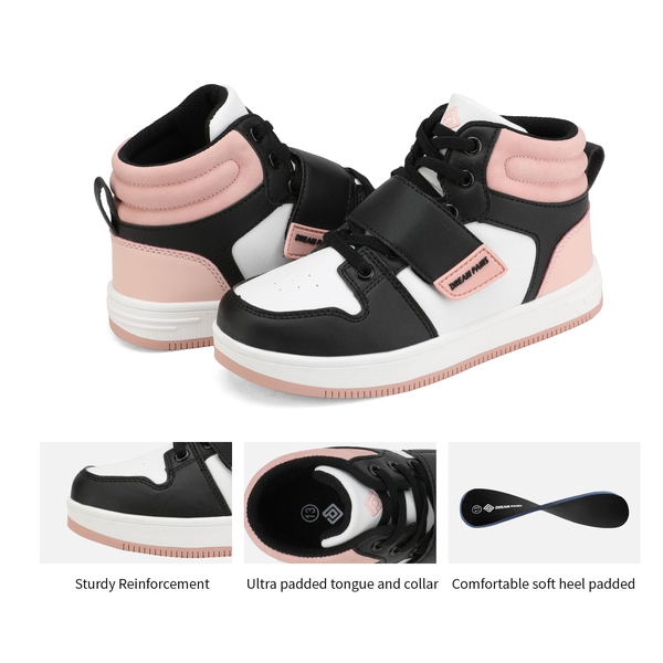 [LilLegends Skyhigh] Dream Pairs Kids High Top Sneakers - BLACK WHITE PINK - 5