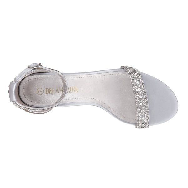 Rhinestone 3-Inch Chunky Heel Sandals - SILVER RHINESTONE - 4