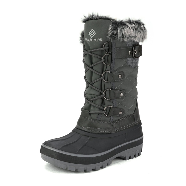 Kids Waterproof Snow Boots - BLACK GREY -  0