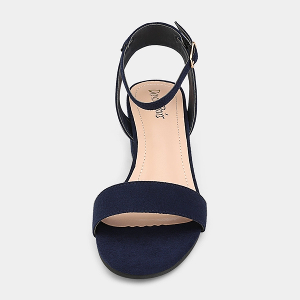 Chunky Block Heel Sandals - NAVY SUEDE - 4