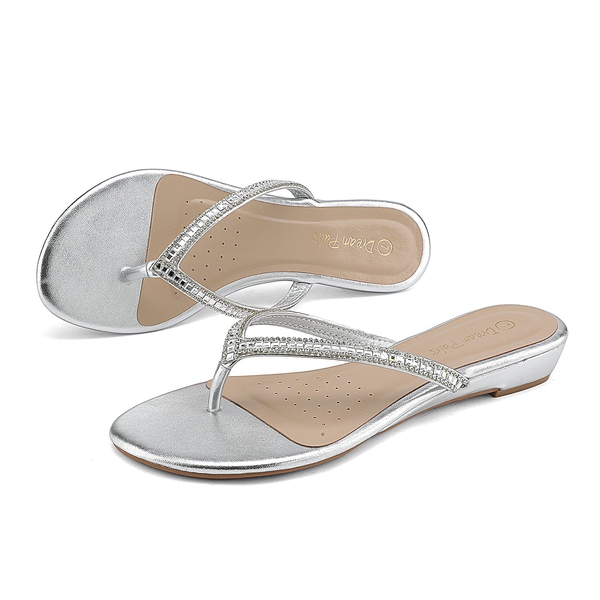 Rhinestone Flip-Flop Sandals - SILVER - 1
