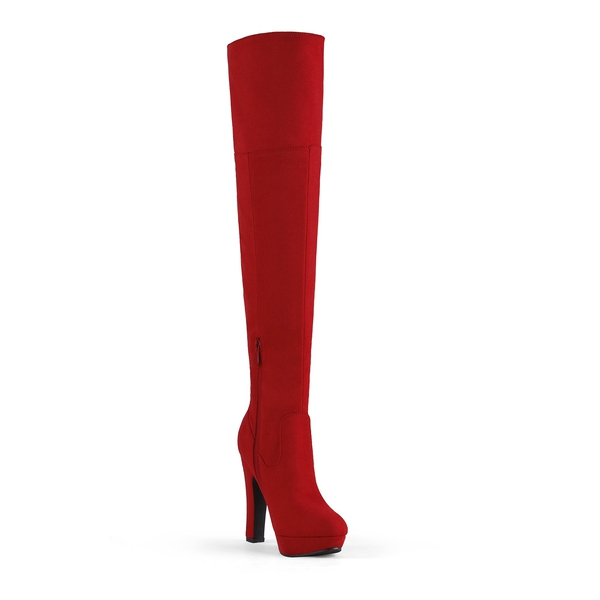 Thigh High Chunky Platform Boots - RED - 5