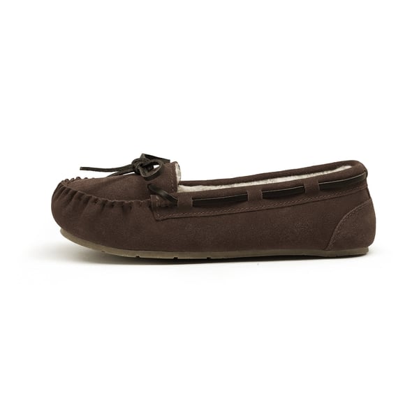 Faux Suede Moccasin Slippers - BROWN - 2