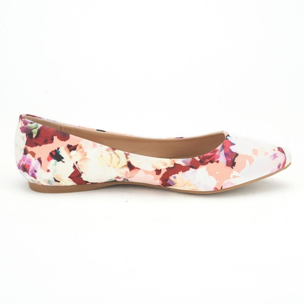 Pointed Toe Ballet Slip On Flats - FLORAL - 1
