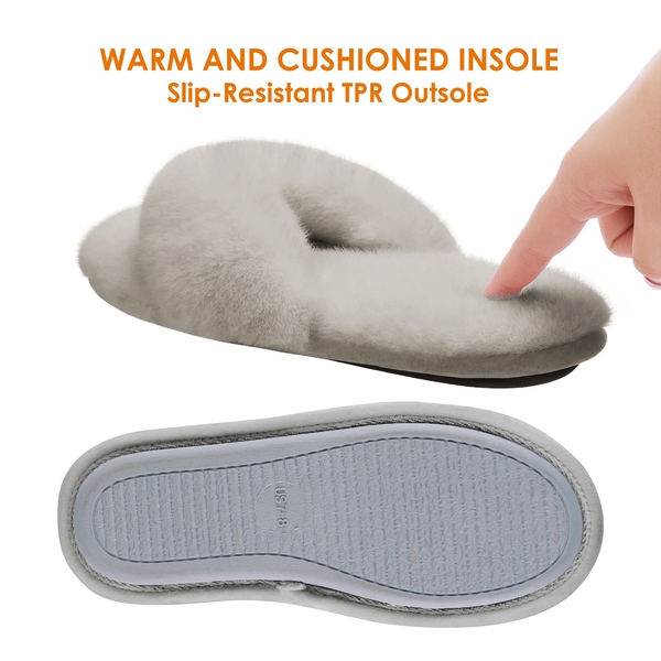 Fluffy Flip Flop House Slippers - GREY - 3