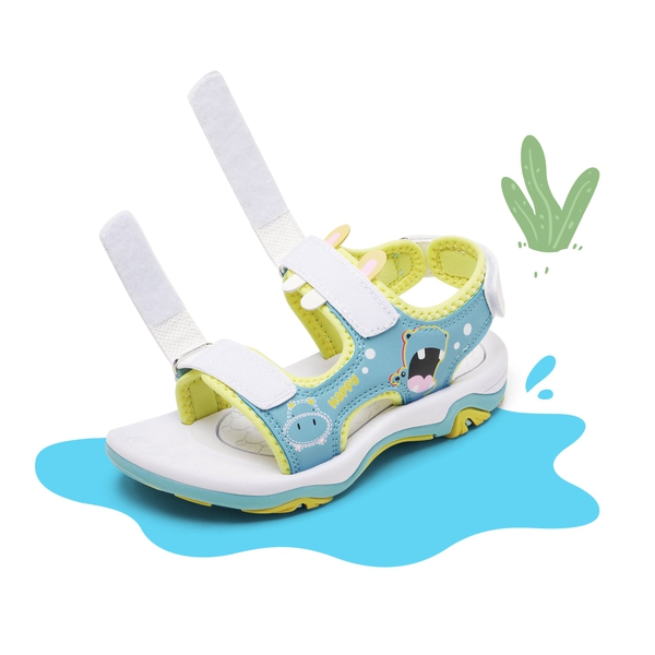 Boys & Girls Open-Toe Sport Sandals - WHITE BLUE YELLOW HIPPO - 2