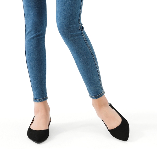 Pointed Toe Cute Ballet Flats - BLACK SUEDE - 5