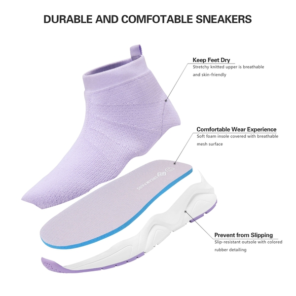 Boys Girls High Top Sock Shoes - LIGHT  PURPLE - 2