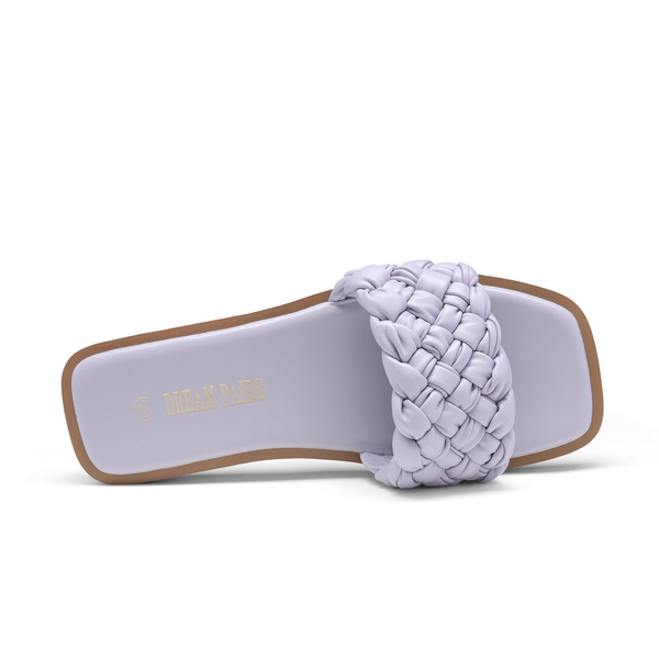 Open Toe Slide Flat Sandals - PURPLE WEAVE - 2