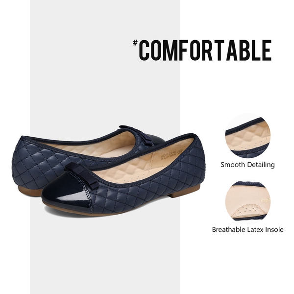 Girls Bow Flower Ballerina Flats - NAVY BLUE - 3