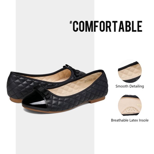 Girls Bow Slip-Resistant Ballerina Flats - BLACK - 3