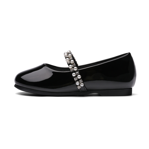 Toddler Girl's Mary Jane Ballerina Flats - BLACK PAT - 1