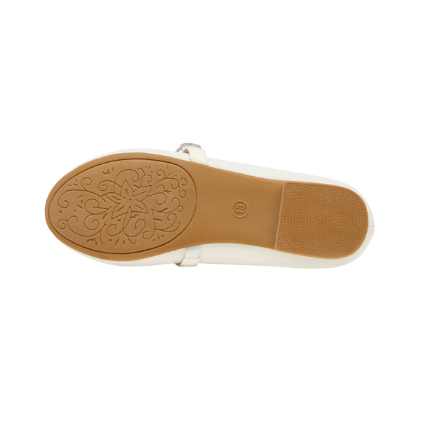 Girls Mary Jane Ballet Flats - WHITE - 4