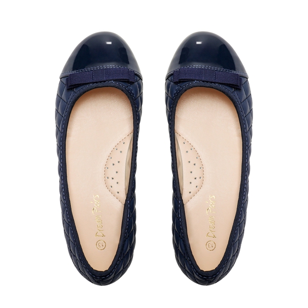 Girls Bow Flower Ballerina Flats - NAVY BLUE - 2