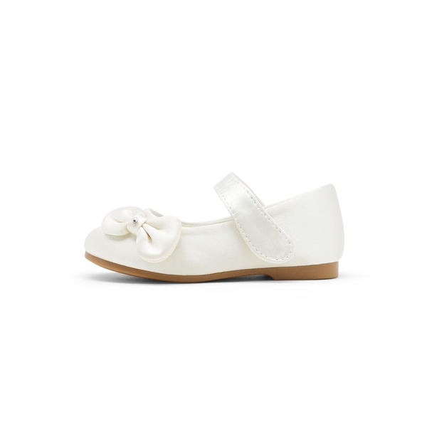 Toddler Girl's Ballerina Bow Flats - IVORY SATIN - 1
