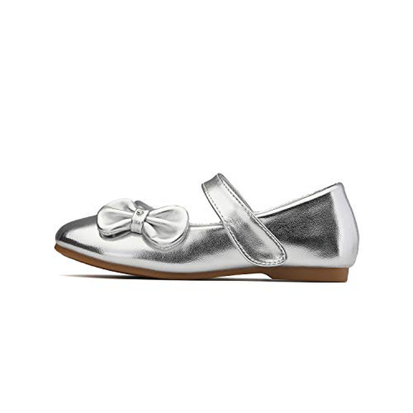 Toddler Girl's Ballerina Bow Flats - SILVER PU - 2