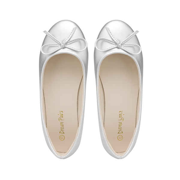 Girl's Fashion Bow Ballet Flats - SILVER - 5