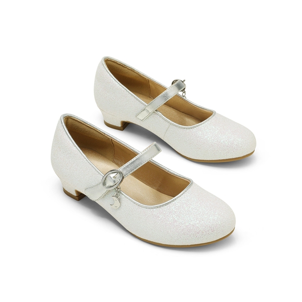 Girls Mary Jane Shoes with Low Heels - WHITE - 4